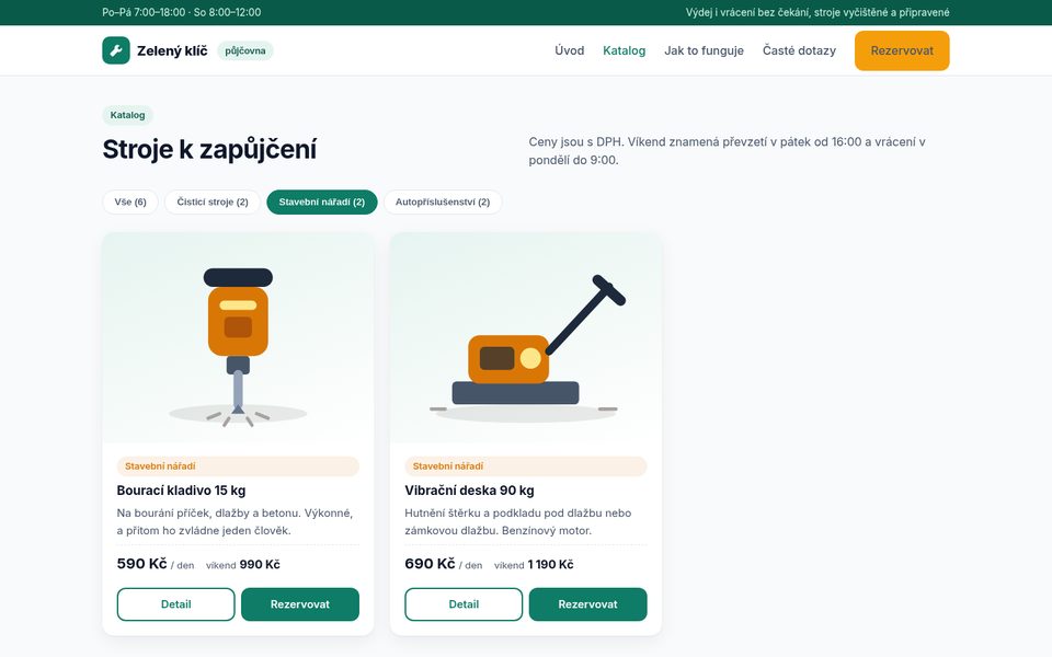 Rental website – catalogue
