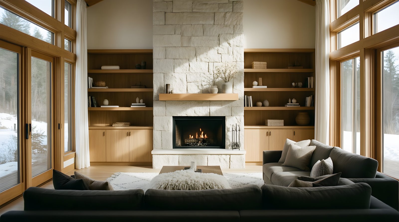 Living room with fireplace